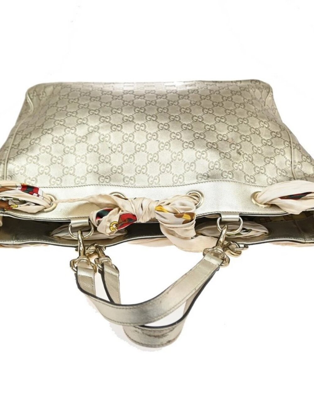 GUCCI Logo GG Pattern Positano Scarf Shoulder Bag Leather Gole GHW Italy 79YJ136 - Picture 5 of 16